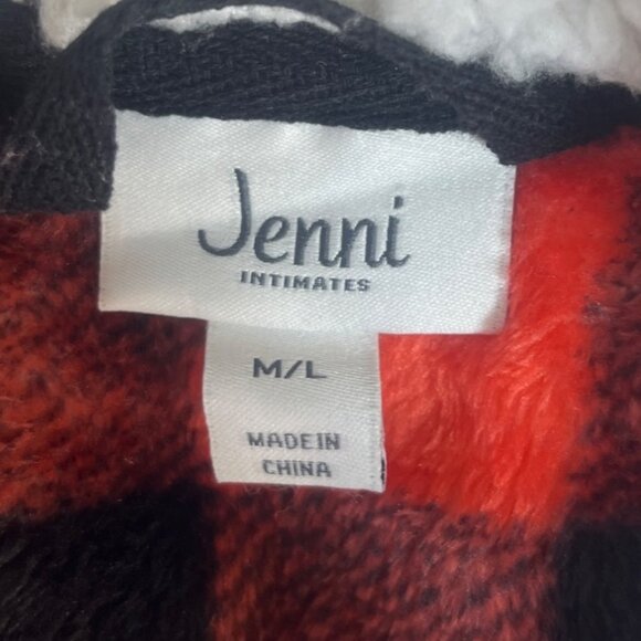 Jenni Intimates Hooded Robe Womens Medium/Large Red Black New Belted - Picture 5 of 8